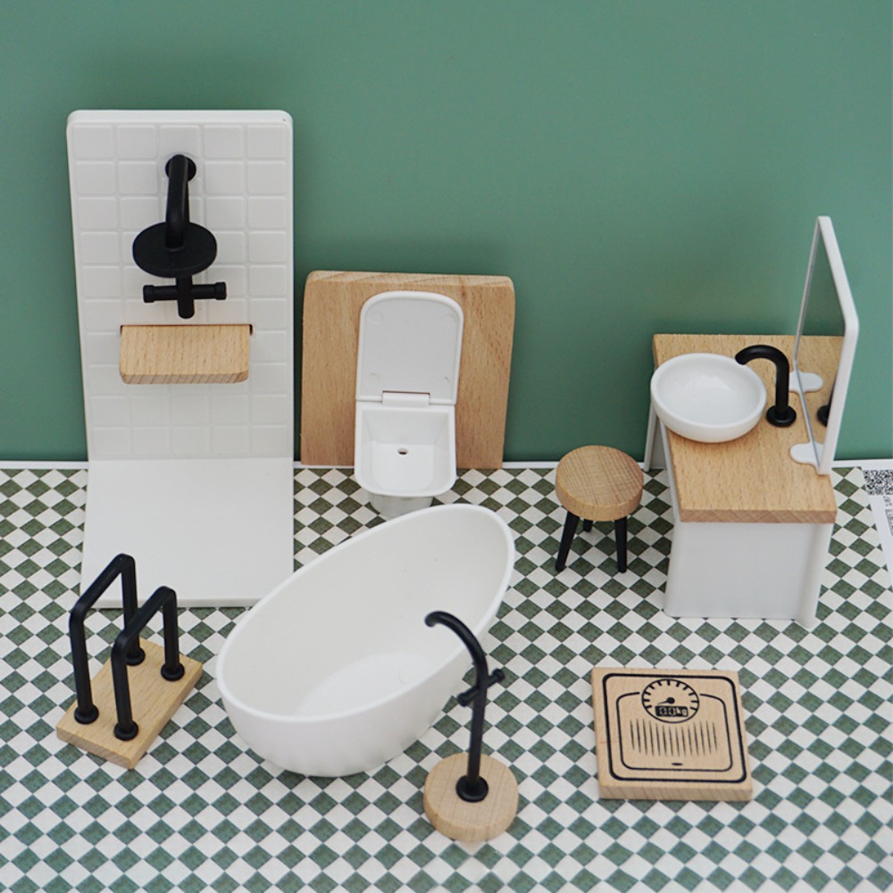 Woodworking Veneer - White Wash Basin para Dollhouse, Simulação