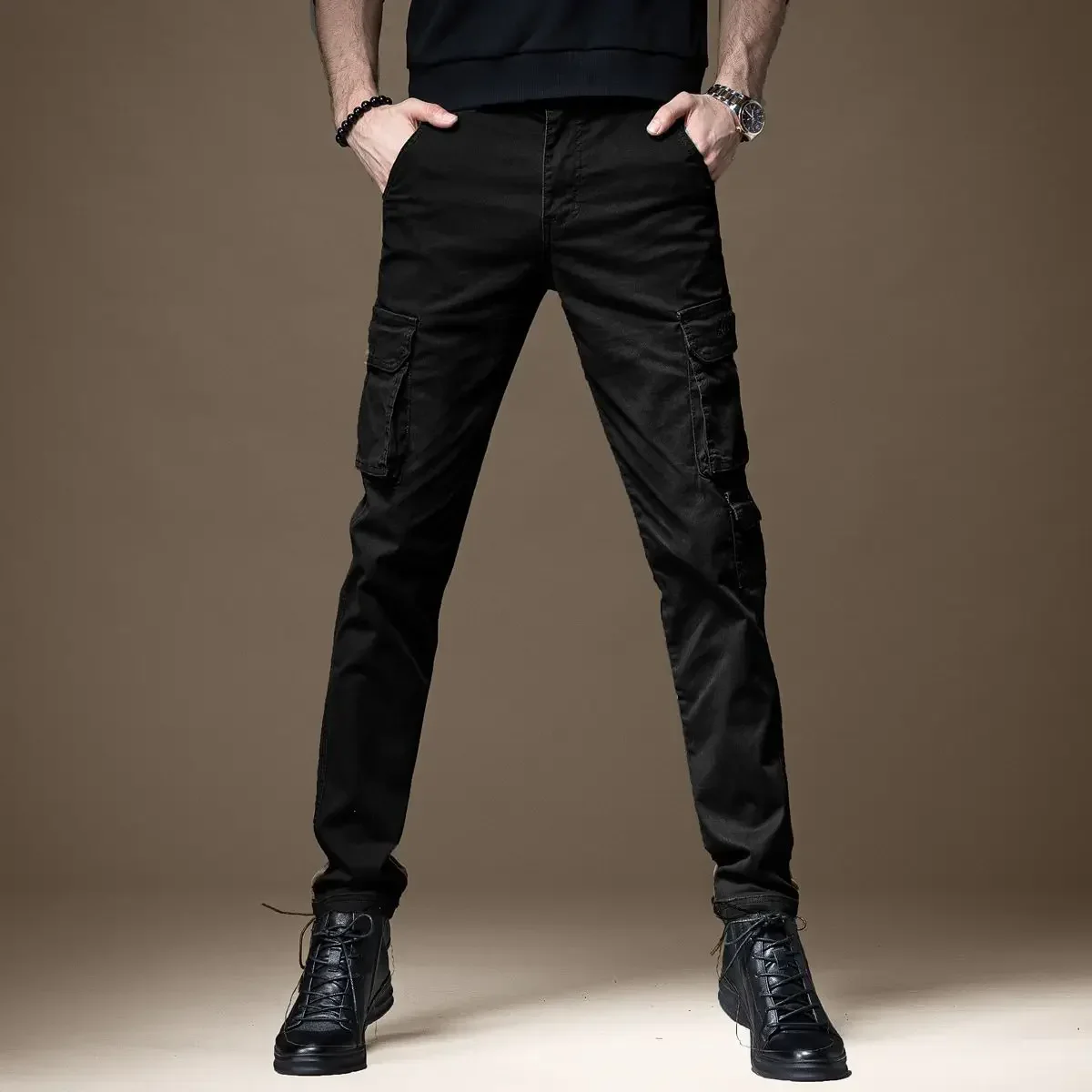 Calças homem preto magro calça - Woodworking Brand avaliação e preço